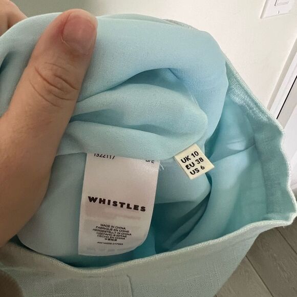 Whistles Linen Blend Skirt Preppy size 6 Light Baby Blue - Picture 5 of 6